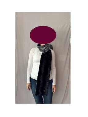 Pandemonium Seattle Luxury Faux Fur Scarf - Reversible Grey/Black - NWOT